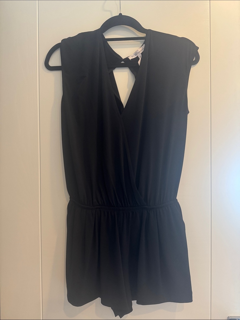 Black Sleeveless Surplice Romper